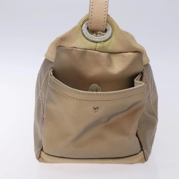 CHANEL Paris Biarritz Shoulder Bag Coated Canvas Beige Silver CC Auth BA4004 - Picture 4 of 15